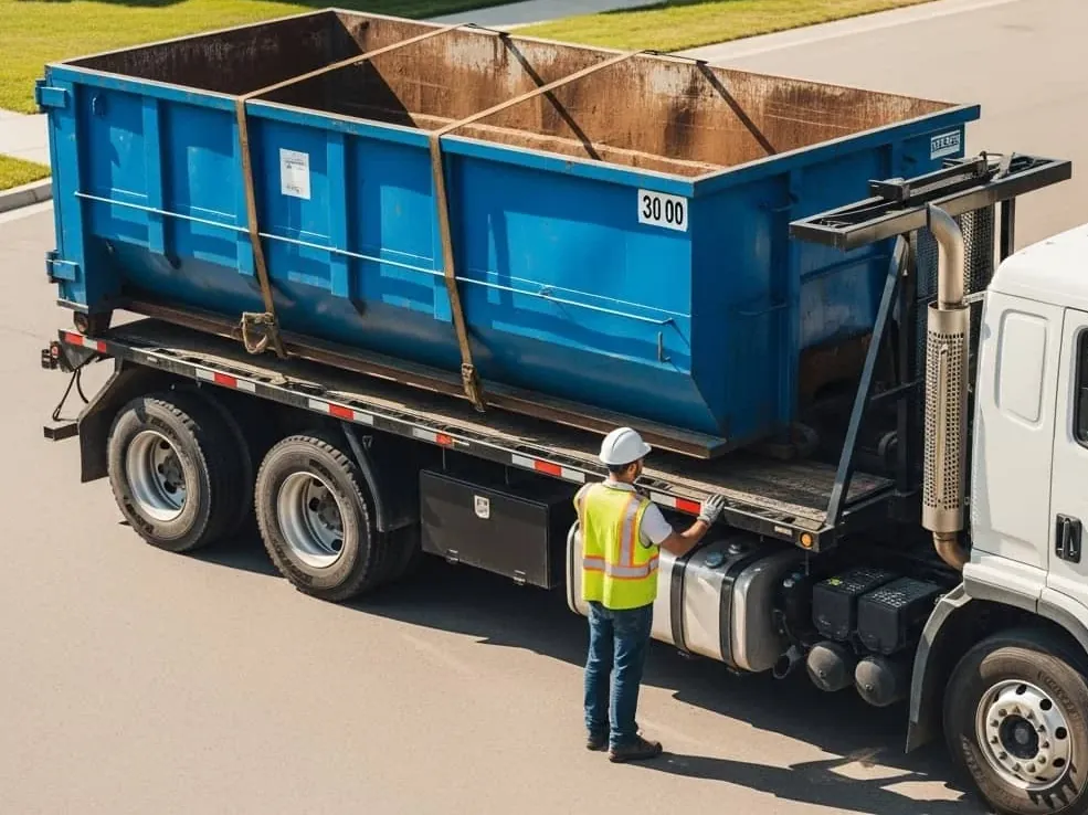 Heavy debris container loaded with concrete and masonry in Lakewood, Colorado