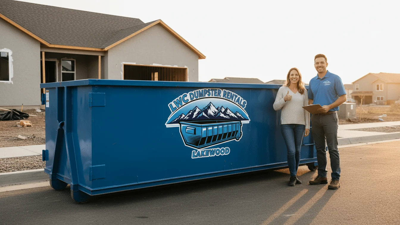 LWC Dumpster Rental Lakewood Dumpster Sitting Outside The House
